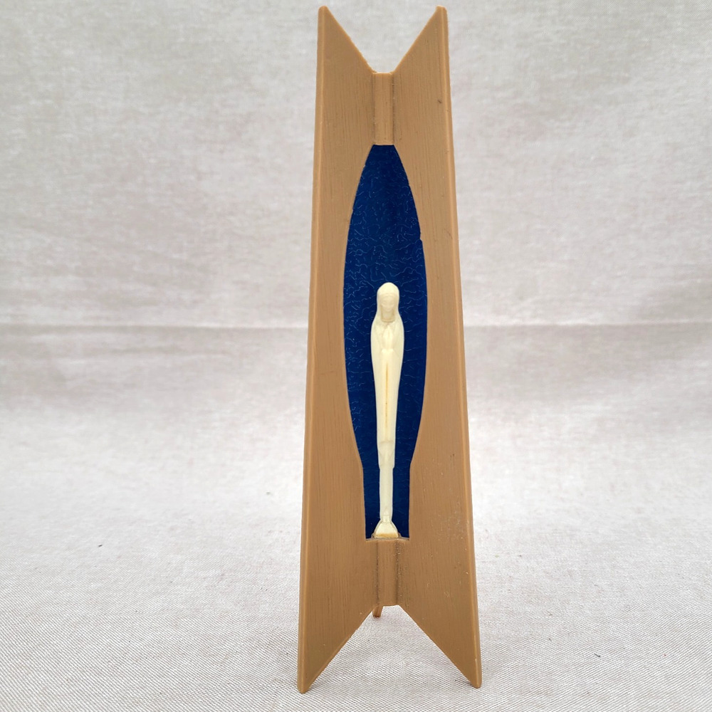 Vintage 1960’s Virgin Mary Madonna Statuette Figurine Plastic Blue Catholic Art